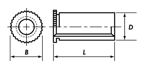 ステンレス クリンチスペーサー(SUS304用圧入)(貫通スルータイプ)(CKSH-M●-●)(コーマ製) 製品図面