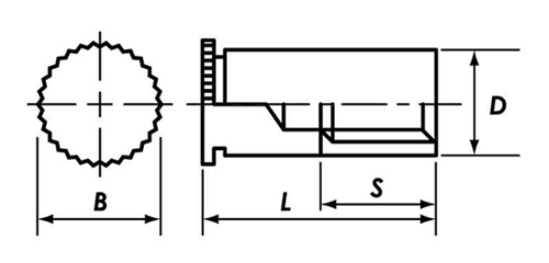 ステンレス セルフクリンチングスペーサー(ブラインドタイプ)(CKSB-M)(コーマ製) 製品図面