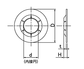 鉄 プッシュナット(軸用)(大陽ステン製) 製品図面