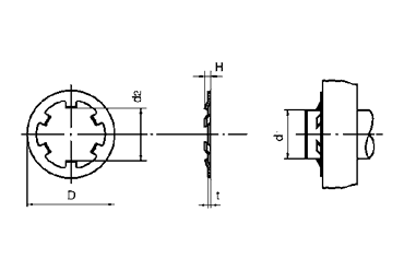 鉄 CA止め輪(軸用)(大陽ステン製) 製品図面