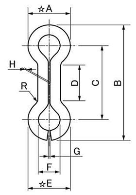 ステンレス 八の字リング(エイト環)(大陽ステン製) 製品図面