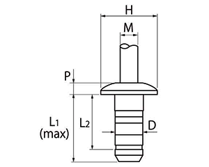 鉄-鉄 POP HSリベット SD■HS(丸頭)(構造体用) 製品図面
