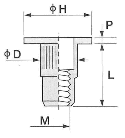 鉄 POPラージフランジナット SPH■RLT-LF メタル母材用 製品図面