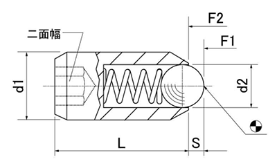 スプリングプランジャ ボール(六角穴付・標準圧)(ロームヘルド・ハルダー) 製品図面