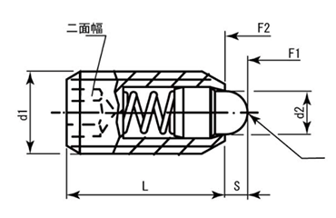 HALDER スプリング プランジャ スラストピン(六角穴)(バネ圧：標準)(22030-01) 製品図面