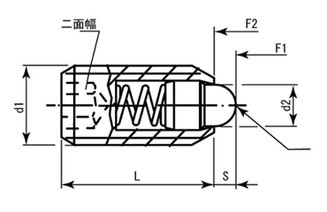 HALDER スプリング プランジャ スラストピン(六角穴)(バネ圧：強)(22030-01) 製品図面