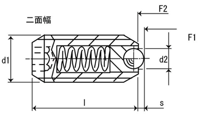 HALDER スプリング・ボールプランジャ 回転(六角穴)(バネ圧：強)(22031-00) 製品図面