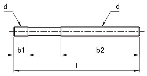 鋼 スタッドボルト(両端ねじ)(ロームヘルド・ハルダー) 製品図面