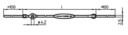 ハルダー 保持ケーブル(両端固定部付/グレー)(22400-097●) 製品図面