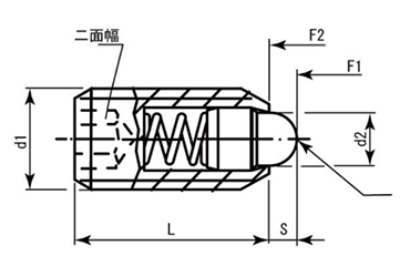 HALDER ステンレス スプリング プランジャ スラストピン(六角穴)(バネ圧：標準)(22030-03) 製品図面