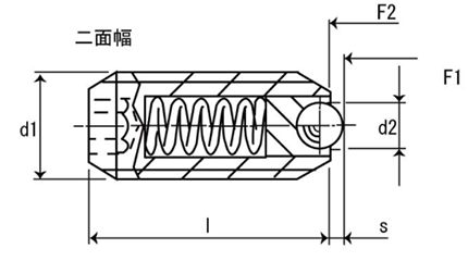 HALDER ステンレス スプリング・ボールプランジャ 回転(六角穴)(バネ圧：強)(22031-02) 製品図面