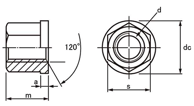 ステンレス(SUS303相当) フランジナット (ロームヘルド・ハルダー) 製品図面