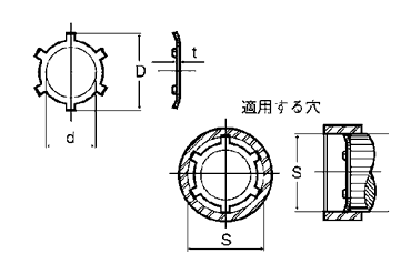 鉄 CR形止め輪(オチアイ製) 製品図面