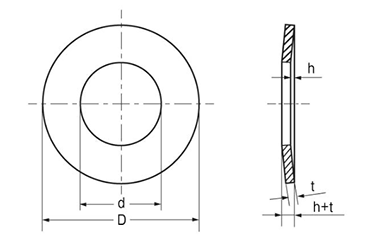 鉄 皿ばね 重荷重用 (オチアイ製)(機能用ばね) 製品図面