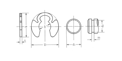 鉄 K形止め輪 (オチアイ製) 製品図面