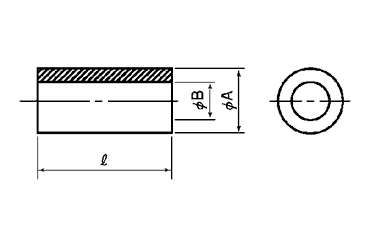 ポリアセタール(POM)(樹脂製) スペーサー (内径x外径x長さ) 製品図面