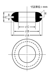 協和ゴム工業 グロメット(B型)(EPDM) 製品図面