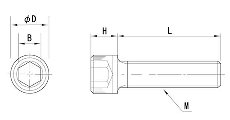 PPS(樹脂製) 六角穴付きボルト(キャップスクリュー)(全ねじ) 製品図面