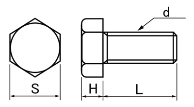 ポリカーボネート(樹脂製) 六角ボルト 製品図面