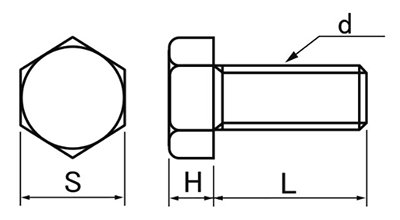 ピーク(樹脂製)六角ボルト 製品図面