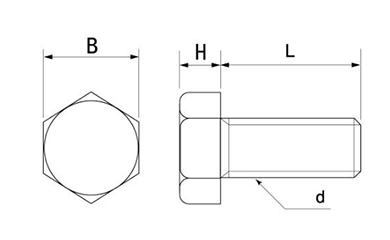 PPS(樹脂製)六角ボルト 製品図面