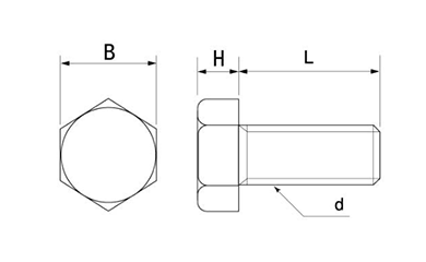PP(ポリプロピレン)(樹脂製)六角ボルト 製品図面
