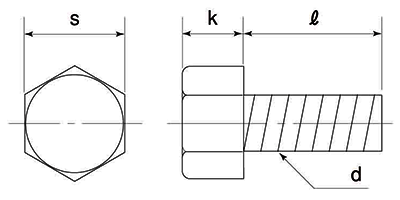 FRP(ガラスエポキシ樹脂) 六角ボルト(全ねじ)(黒色) 製品図面