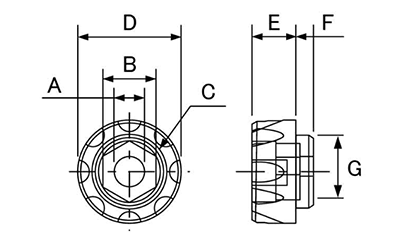 ポリカーボネート ボルトキャップ (Tタイプ)(六角形状用つまみ) 製品図面