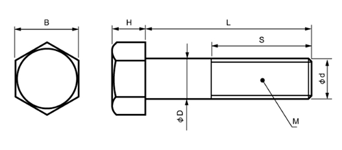 KYOUJIN(強靭性樹脂) 六角ボルト(防錆、絶縁性) 製品図面