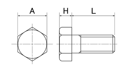 アルミナ セラミック 六角ボルト 製品図面