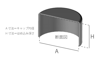 樹脂製 丸キャップ(丸形状用)(軟質塩化ビニール・黒色)(外かぶせ)(AWJ品) 製品図面
