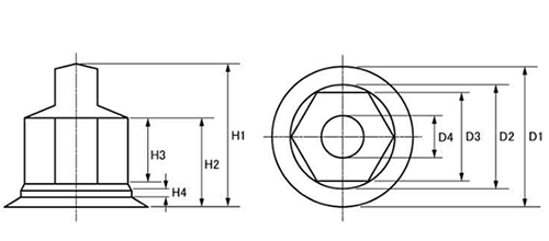 六角ハイテンナット用キャップ (グレー)(樹脂製) 製品図面