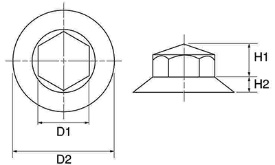 六角ボルトカバー 座金付き用(グレー色)(ROHS2対応品) 製品図面
