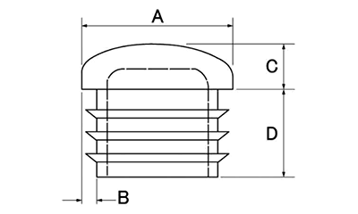 SDCプロテクトパーツ(パイプキャップ用 丸パイプインサート SR1530) 標準色： 黒 (材質：LDPE) 製品図面