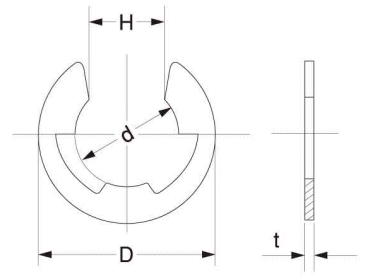 アセタール樹脂 E型止め輪(Eリング)(JR-E) 製品図面