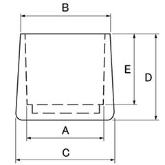 樹脂(PE) 角キャップ (角パイプ外かぶせ栓)(黒色)(A-)(大昌産業) 製品図面