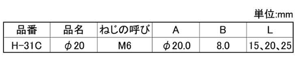 樹脂製(PE) アジャスター(高さ調節用)(H-31C)(ROHS品)(大昌産業) 製品規格