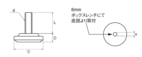 樹脂製(ABS) アジャスター(高さ調節用)(H-87F)(ROHS品)(大昌産業) 製品図面