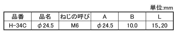 樹脂製(PE) アジャスター(高さ調節用)(H-34C)(ROHS品)(大昌産業) 製品規格
