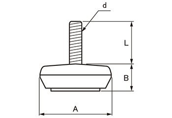樹脂製(PE) アジャスター(高さ調節用)(H-34C)(ROHS品)(大昌産業) 製品図面