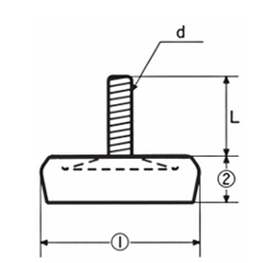 樹脂製(PE) アジャスター(高さ調節用)(H-44F)(ROHS品)(大昌産業) 製品図面