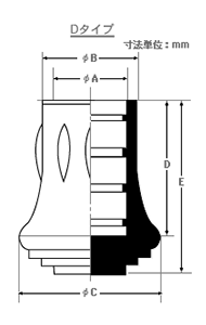 協和ゴム工業 パイプ用ゴム脚(KP型) EPDM (Dタイプ) 製品図面