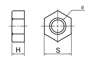 レニー(高強度ナイロン)六角ナット (乳白色) 製品図面