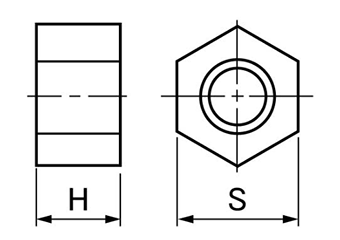 FRP(VE)(ガラスビニールエステ樹脂) 六角ナット(太平品) 製品図面