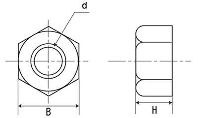 PVDF(フッ化ビニリデン樹脂) 六角ナット(ケミス製) 製品図面