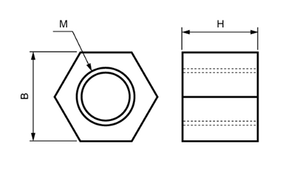 KYOUJIN(強靭性樹脂) 六角ナット(防錆、絶縁性) 製品図面