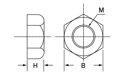 PI ポリイミド (樹脂製) 六角ナット(ケミス製) 製品図面