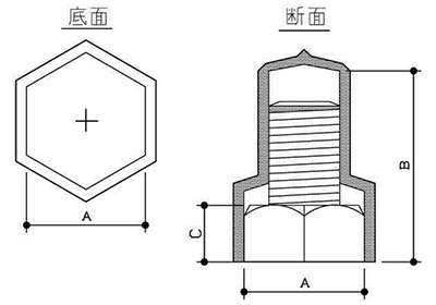 ネジカバー (ボルト先端～ナット保護)(軟質塩化ビニール・白色)NCVM(タケネ品) 製品図面