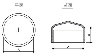 樹脂製 丸パイプキャップ (軟質塩化ビニール・黒色)(外かぶせ)(タケネ品) 製品図面