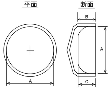 ナベ小ねじ用キャップ (なべ頭被せ用)(軟質塩化ビニール・タケネ品) 製品図面